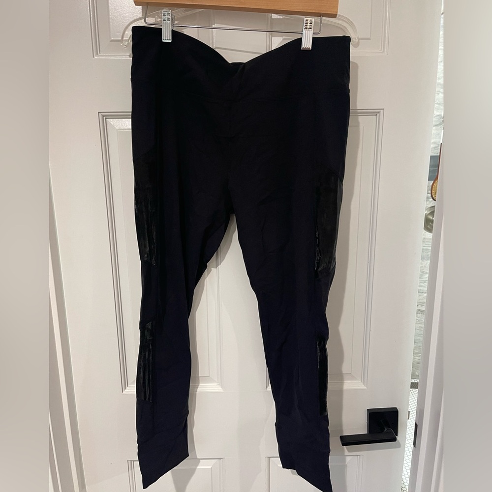 Black compression athletic leggings with Unique Design